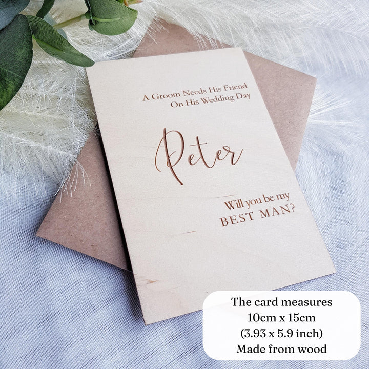 Best Man Wooden Card - Personalised Wedding Proposal Keepsake - Will you be my Usher