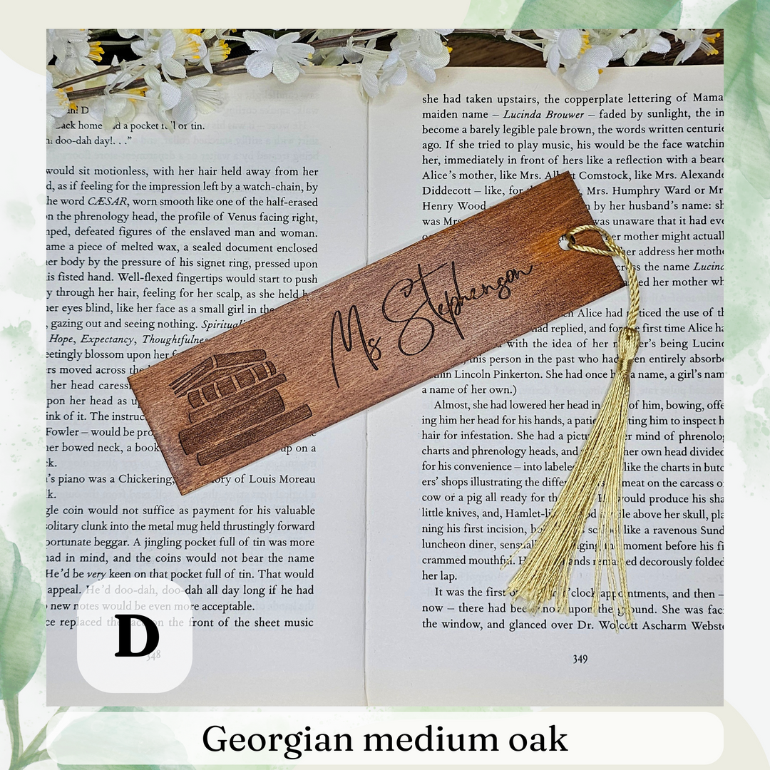 a bookmark with a picture of a bus on it