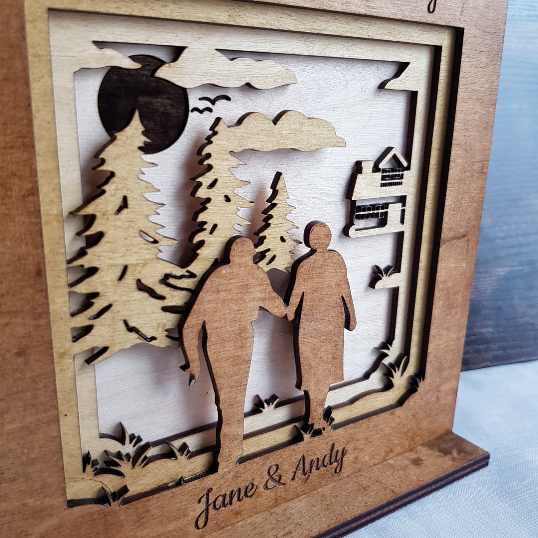 Handcrafted Personalised Wooden Anniversary Frame - Commemorate The Love Story