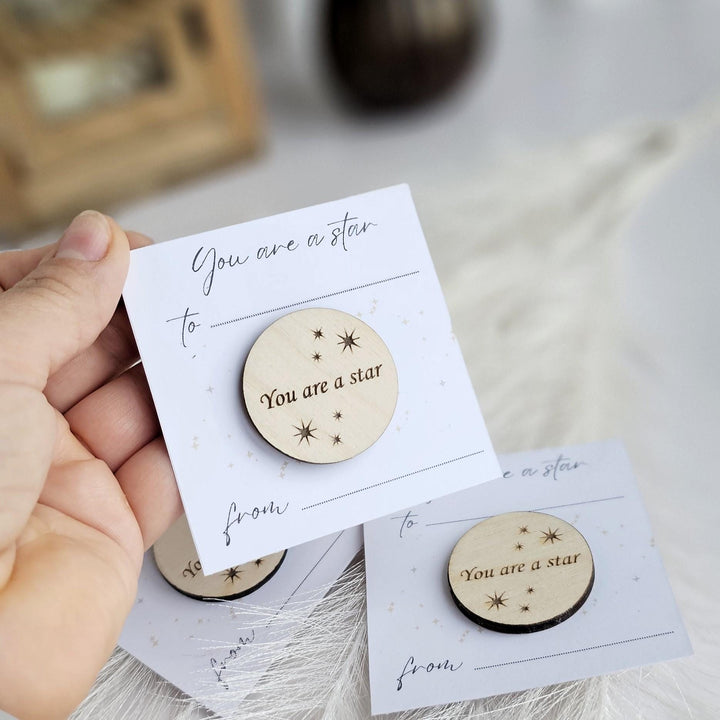 Wooden Round Token Gift for Teachers - Youre a Star Keepsake for Graduation  End of Year