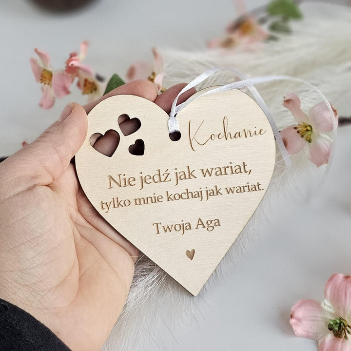 Personalized Wooden Car Mirror Pendant - Custom Driving Partner Gift