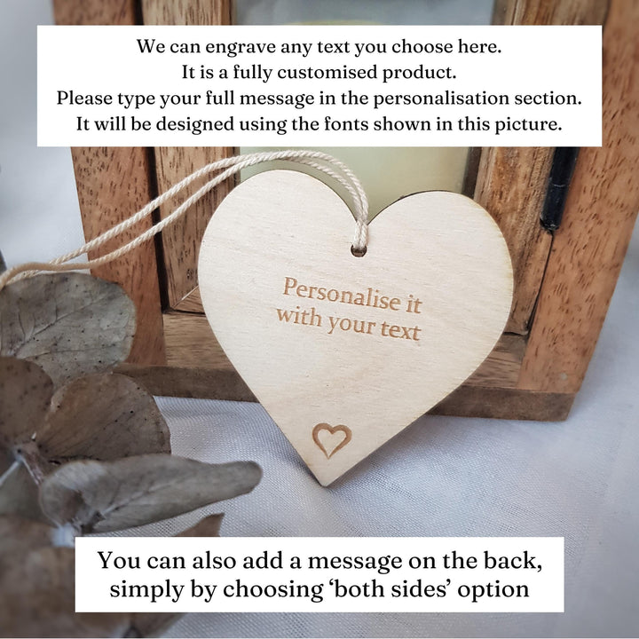 Personalised Wooden Heart Ornament - Custom Gift Tag Keepsake for Teacher Wedding Congratulations