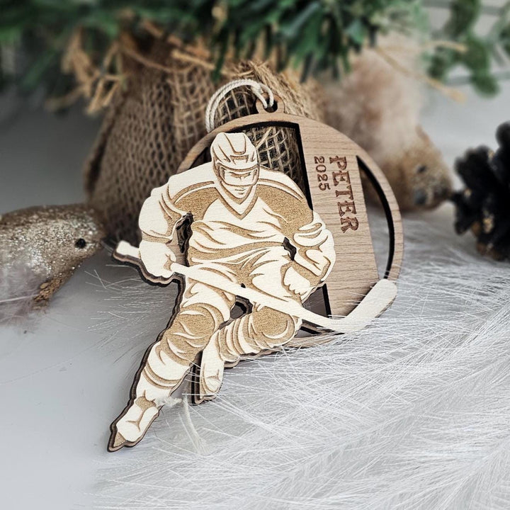 Personalised Hockey Ornament – Christmas Tree Wooden Sports Gift Keepsake