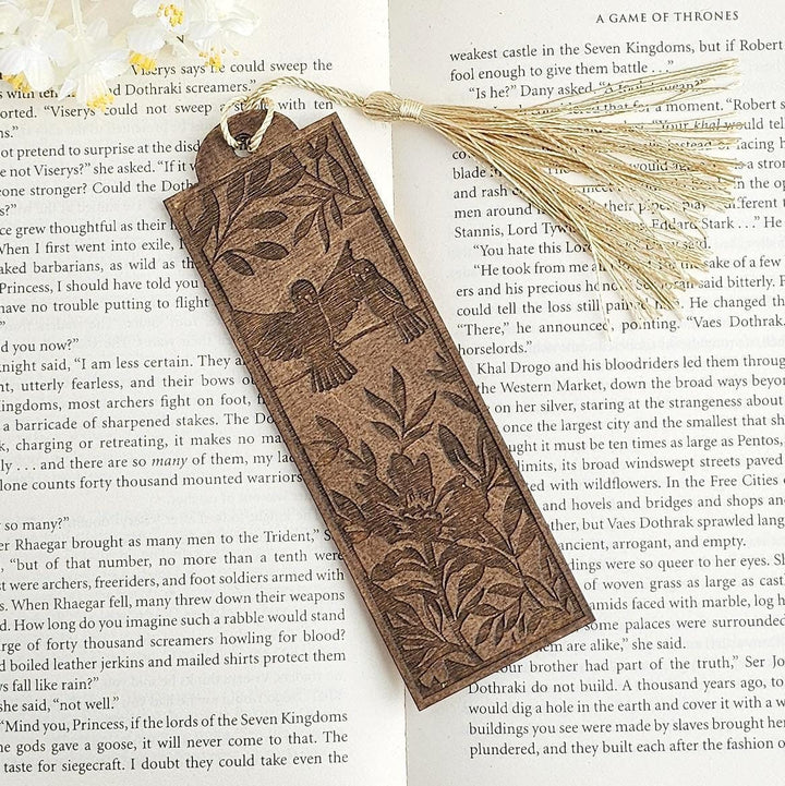 Birds Bookmark - Personalised Engraved Wooden Gift for Book Lovers