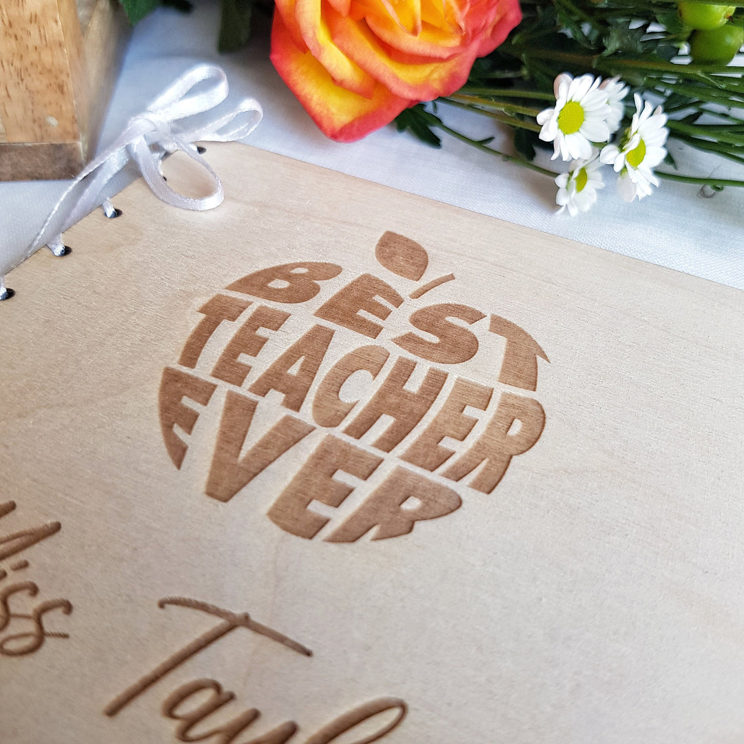 Personalized Best Teacher Ever Card - Custom Wooden Graduation Keepsake for End of Term Thank You