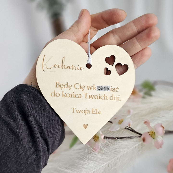 Personalised Wooden Car Mirror Pendant - Valentines Day Gift for Driving Partner