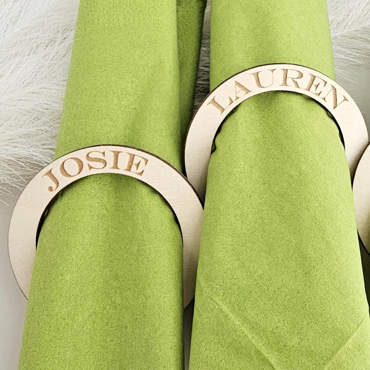 Personalised Wooden Napkin Rings - Rustic Wedding Table Decor, Christmas Dinner, Birthday Party, Anniversary Event, Table Place Setting