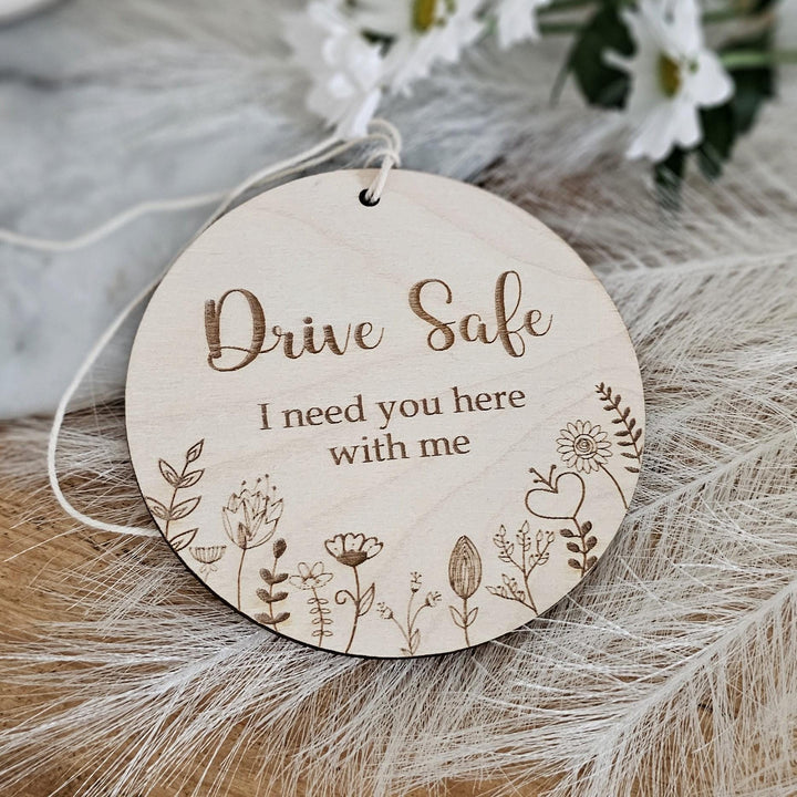 Personalized Floral Wooden Car Mirror Pendant - Drive Safe Lucky Charm