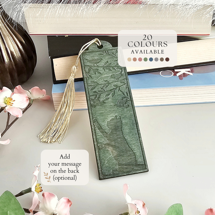 Personalised Wooden Cat Bookmark – Unique Handmade Gift for Readers
