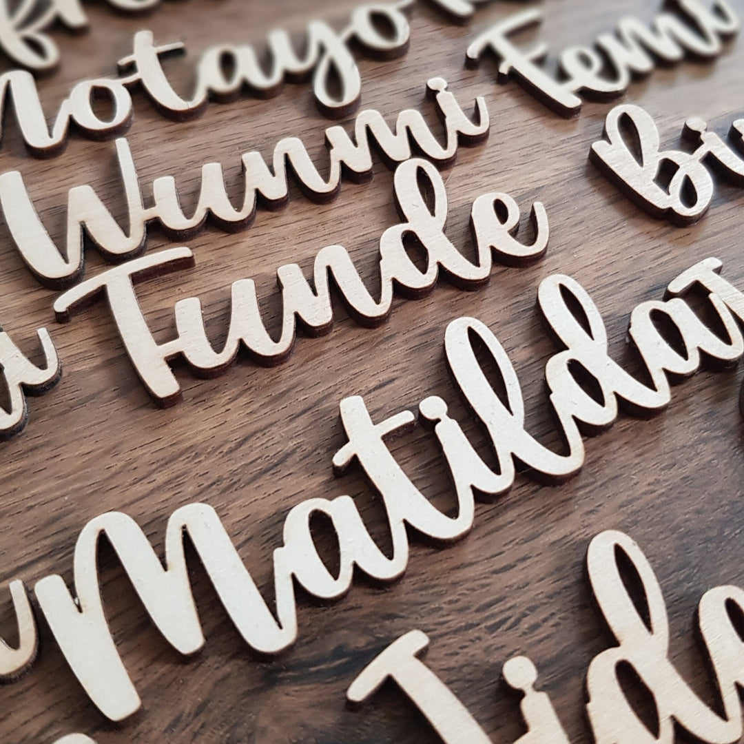 Rustic wood names / words - laser cut out