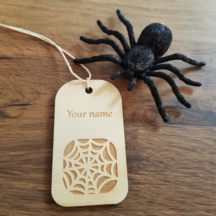 Personalised Halloween wooden basket tag, Spooky keepsake gift, Autumn ornament