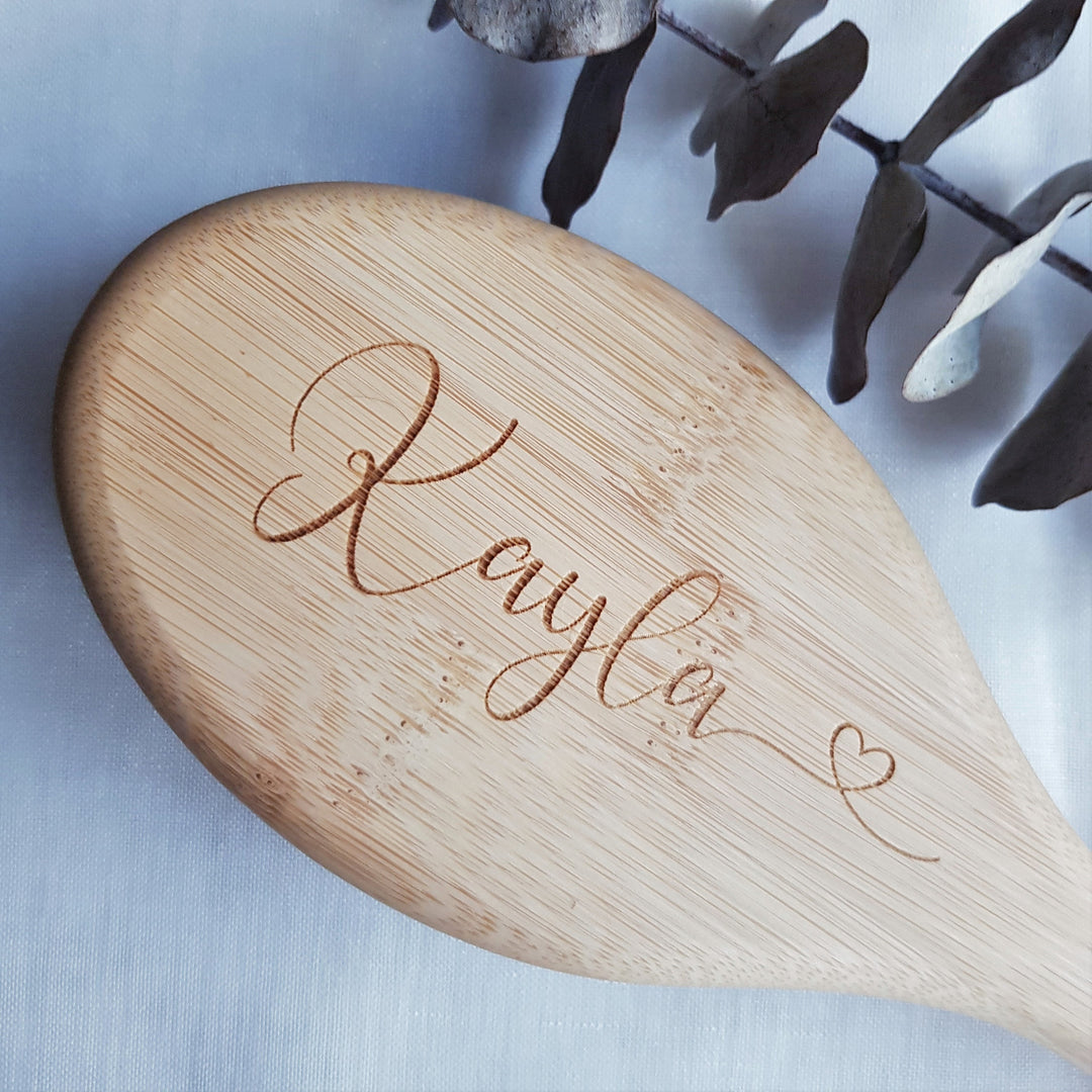 Eco friendly bamboo hairbrush, Personalised with your name,