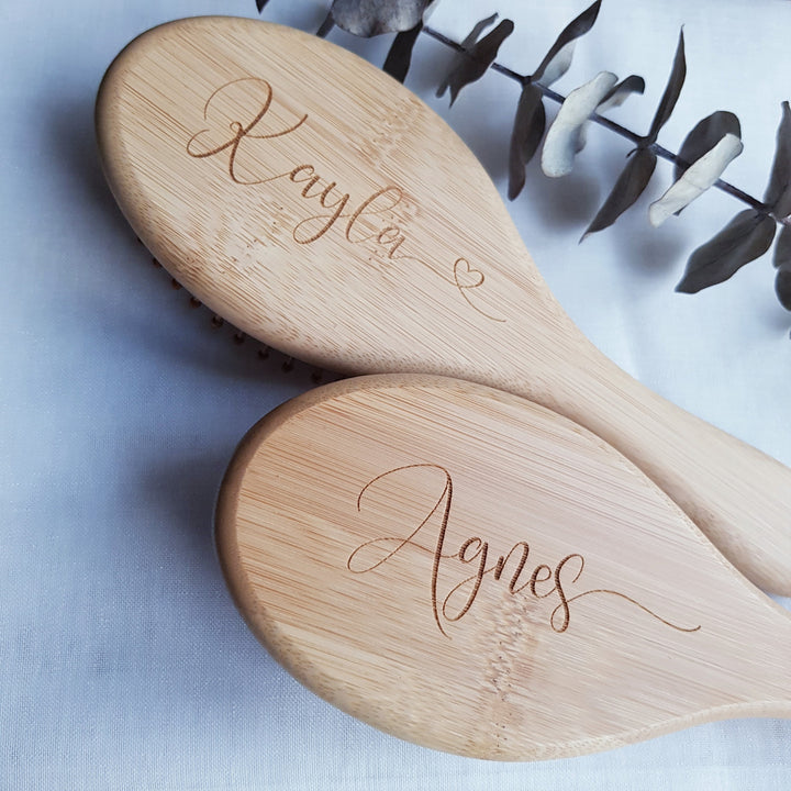 Eco friendly bamboo hairbrush, Personalised with your name,