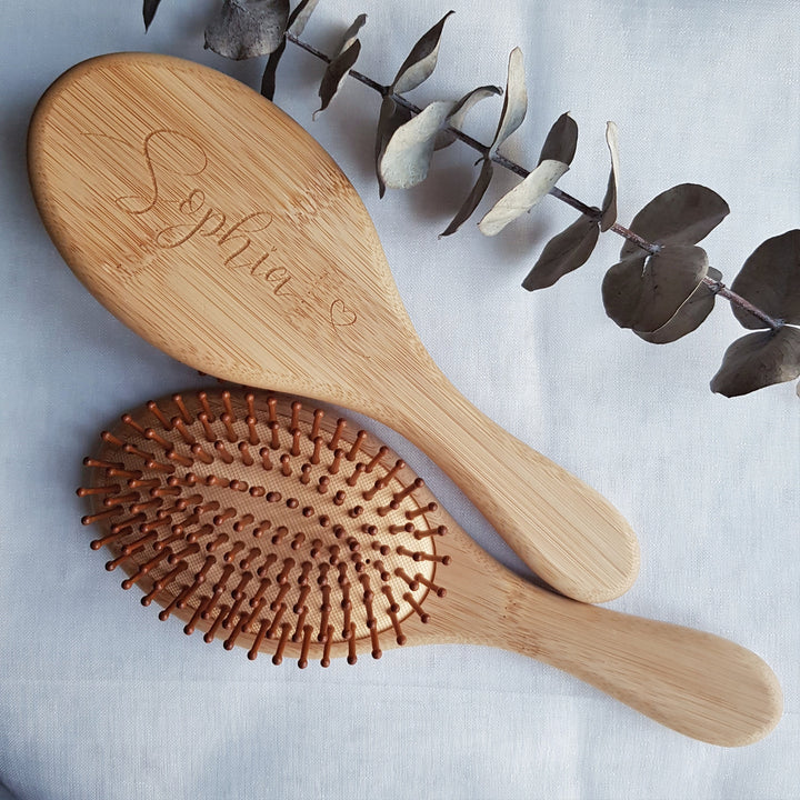 Eco friendly bamboo hairbrush, Personalised with your name,