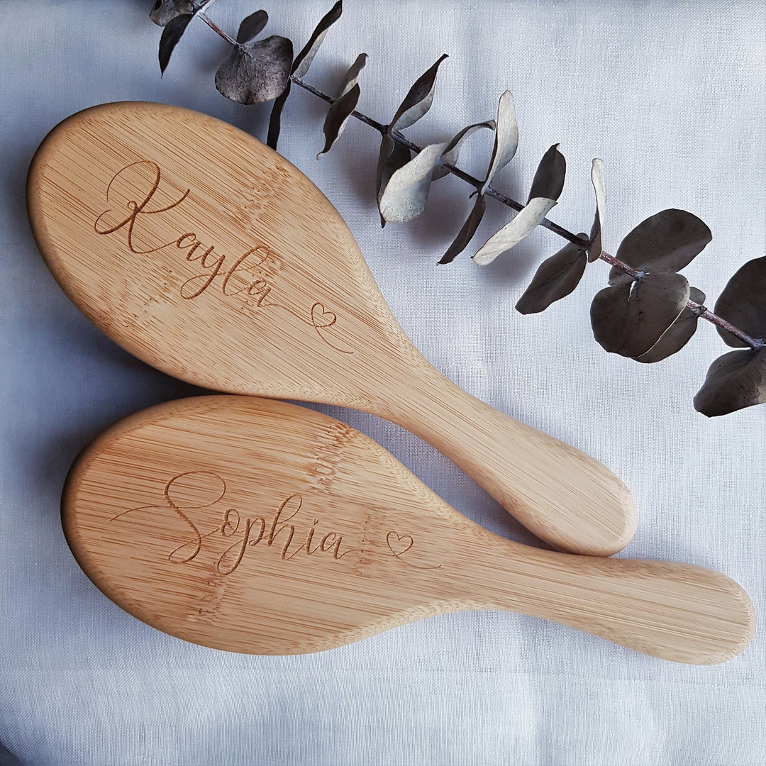 Eco friendly bamboo hairbrush, Personalised with your name,