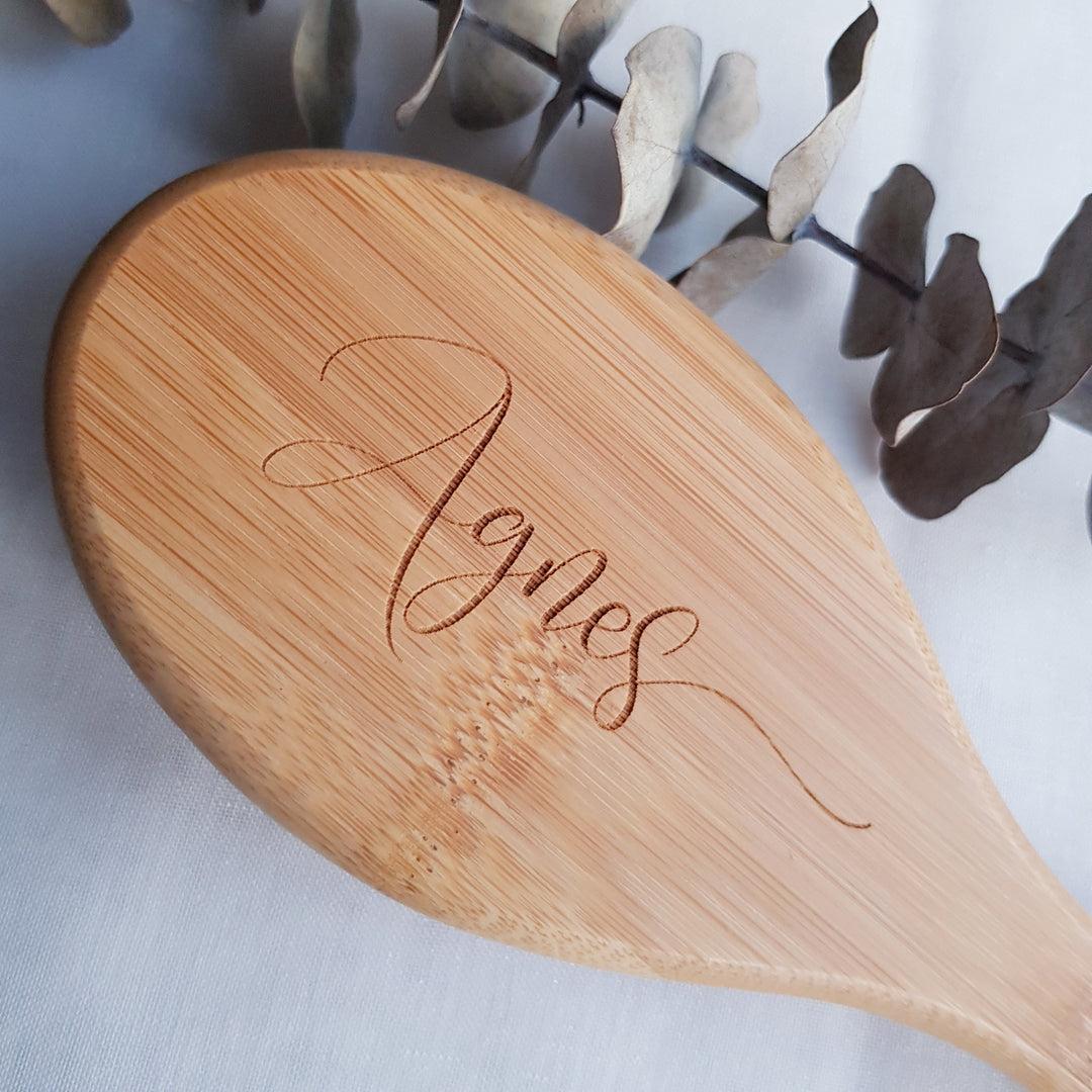 Eco friendly bamboo hairbrush, Personalised with your name,