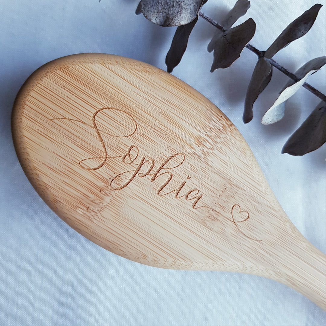 Eco friendly bamboo hairbrush, Personalised with your name,