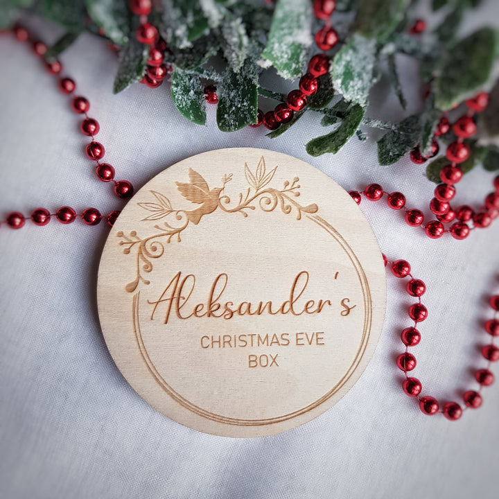 Personalised Baby First Christmas disc, Christmas Eve Box / Crate label, Milestone Card/Discs Photo Prop Plaque | Social Media Flat Lay Prop