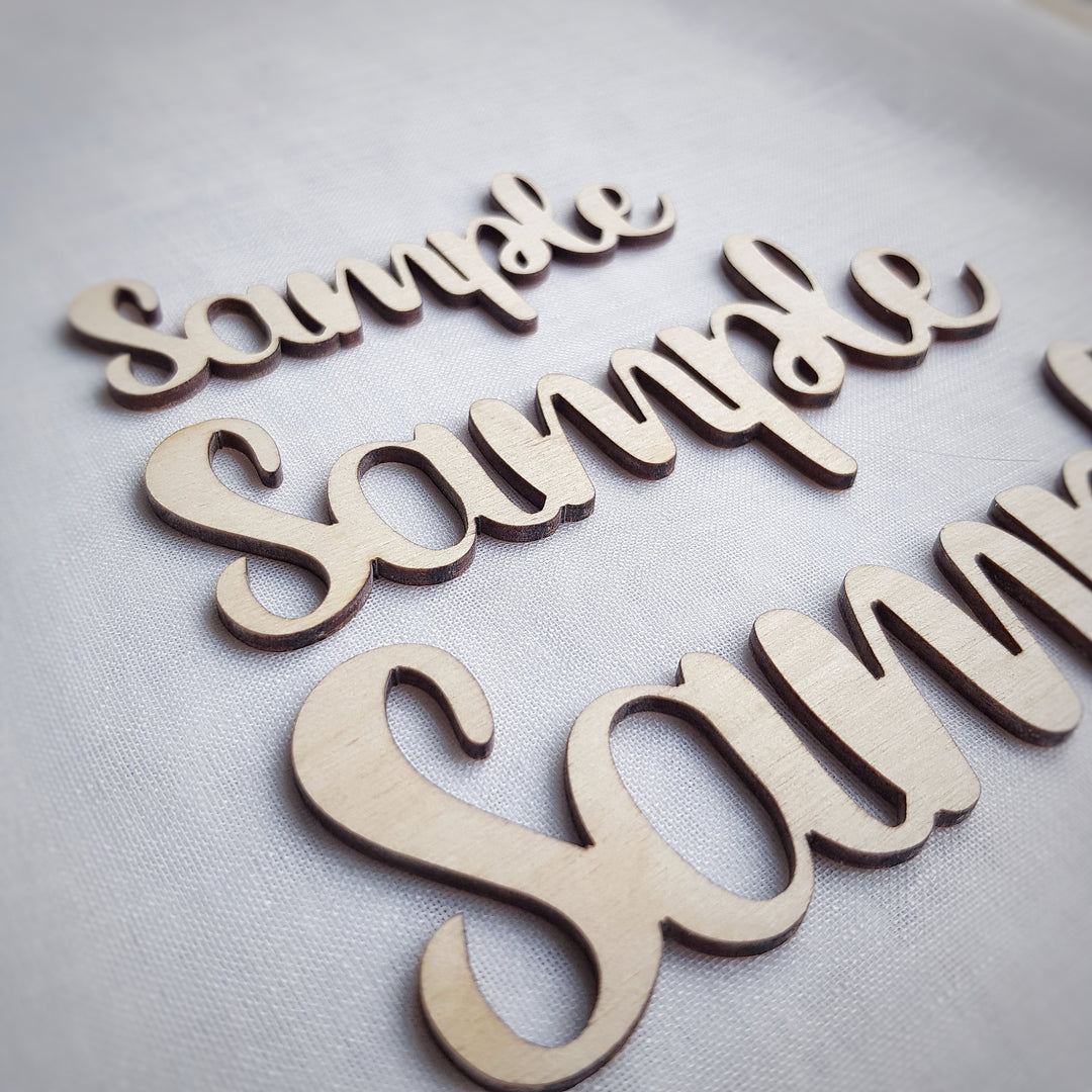 Personalised Laser Cut Wooden Words, Rustic Wedding Place Cards, Place Settings Names, wall art and craft