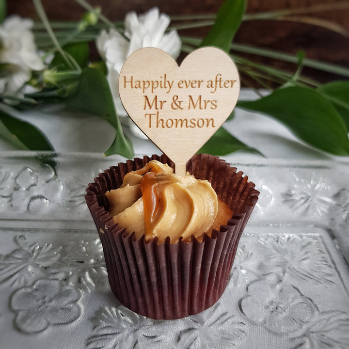 Personalised Cupcake Wooden Topper - Heart