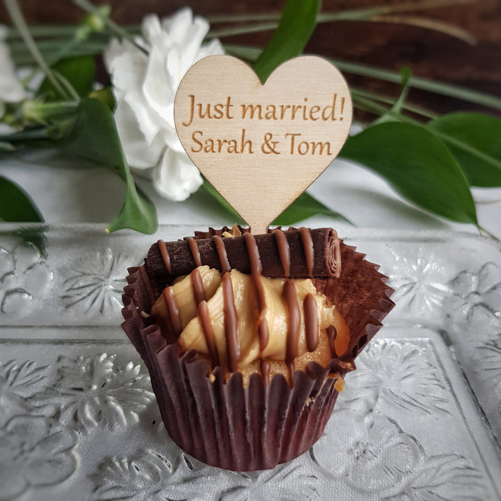 Personalised Cupcake Wooden Topper - Heart