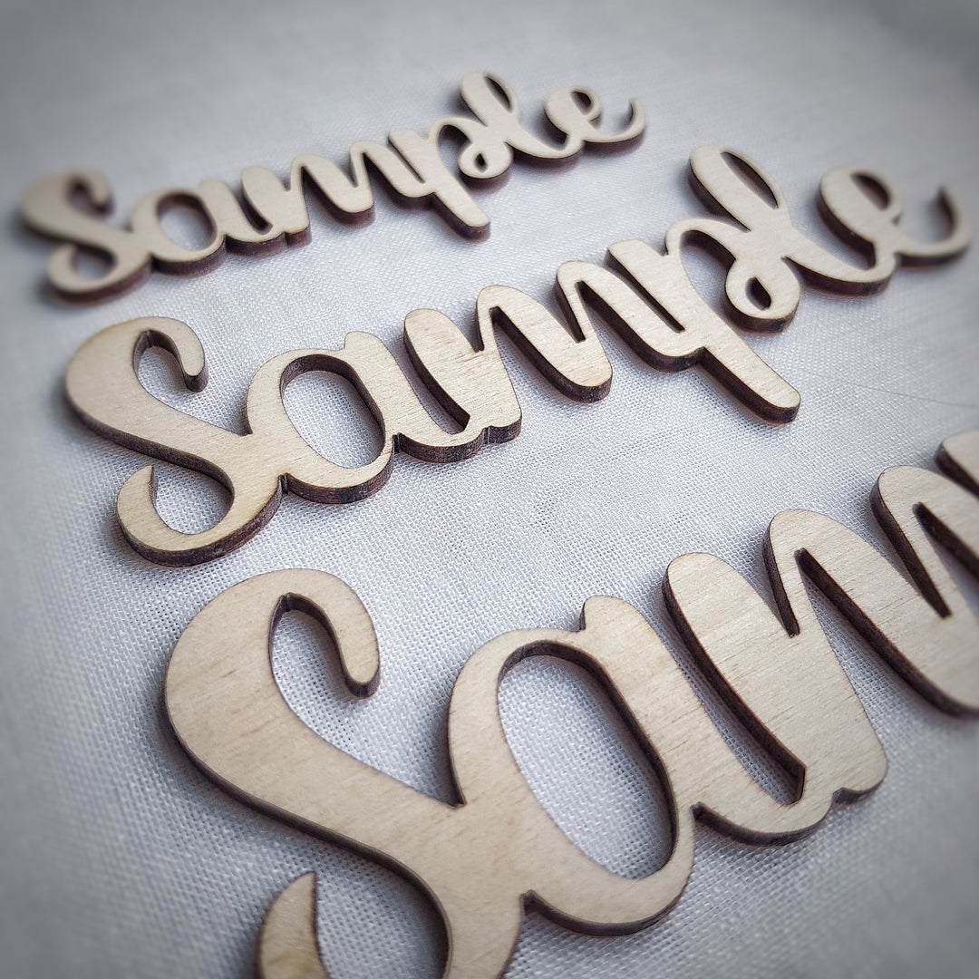 Personalised Laser Cut Wooden Words, Rustic Wedding Place Cards, Place Settings Names, wall art and craft