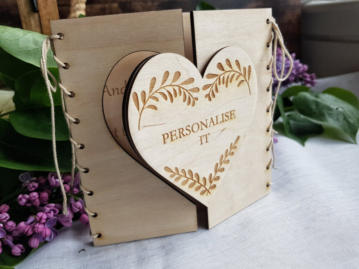 Personalised Wedding Wooden Card - Rustic Keepsake