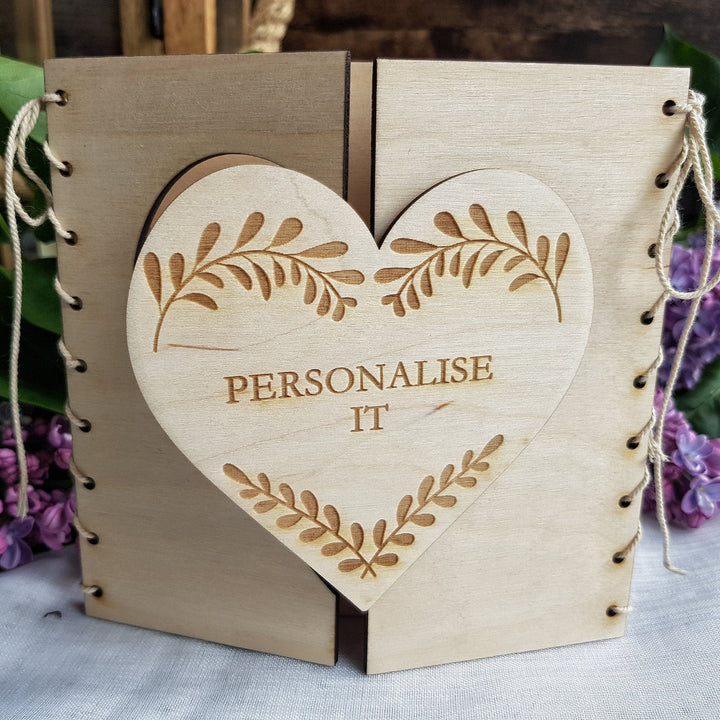 Personalised Wedding Wooden Card - Rustic Keepsake