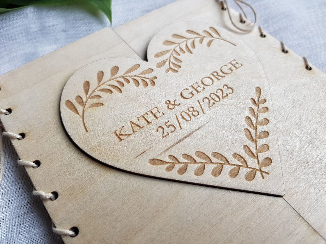 Personalised Wedding Wooden Card - Rustic Keepsake