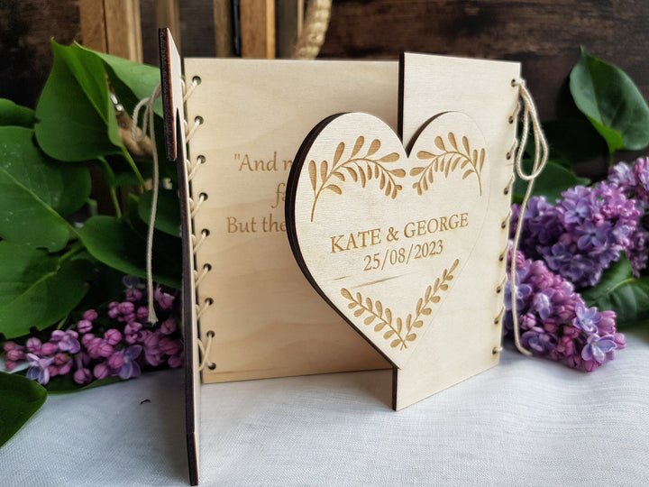 Personalised Wedding Wooden Card - Rustic Keepsake