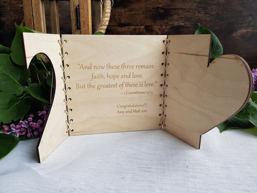 Personalised Wedding Wooden Card - Rustic Keepsake