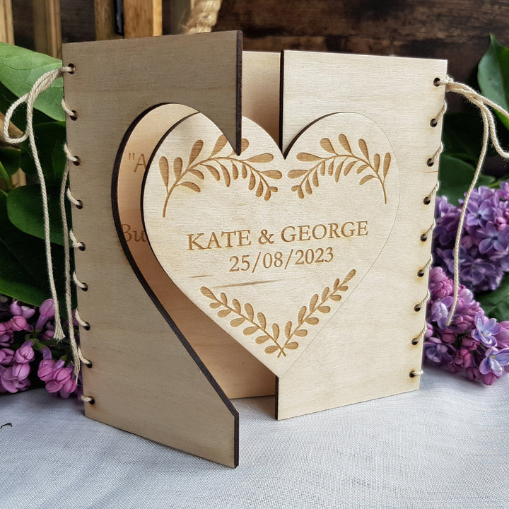 Personalised Wedding Wooden Card - Rustic Keepsake