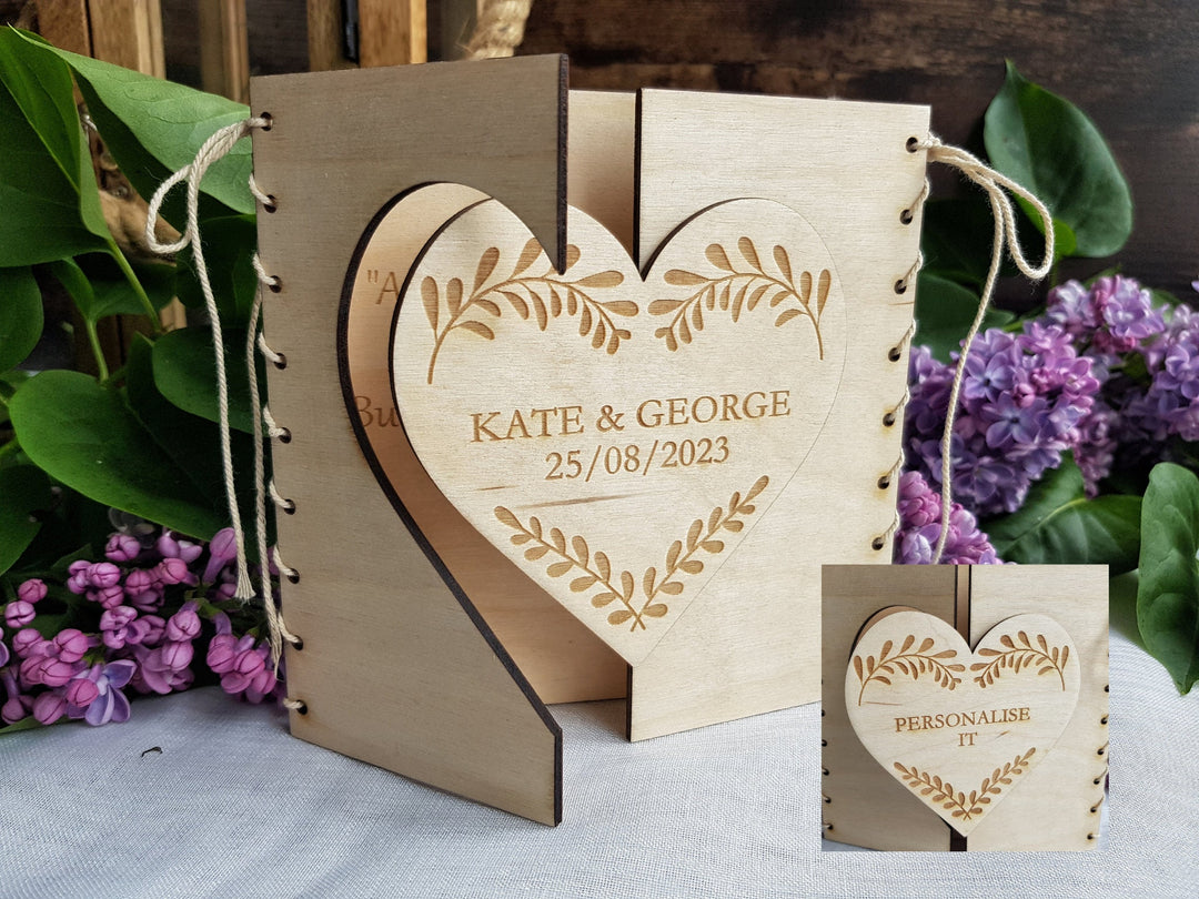 Personalised Wedding Wooden Card - Rustic Keepsake