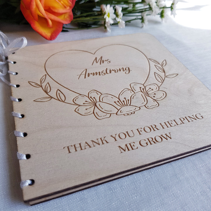 Personalised Rustic Card with a Floral Heart Wreath