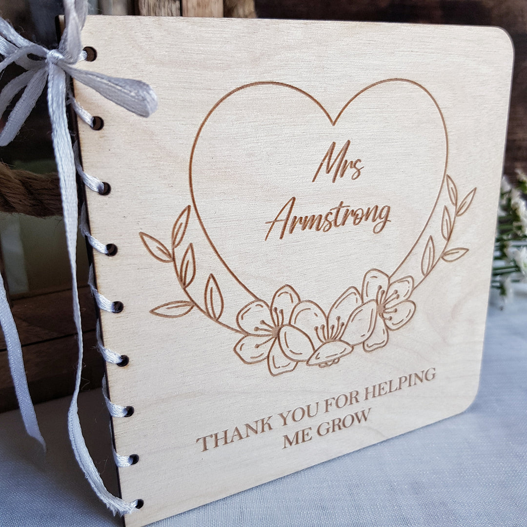 Personalised Rustic Card with a Floral Heart Wreath