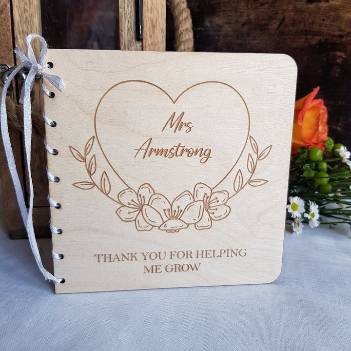 Personalised Rustic Card with a Floral Heart Wreath