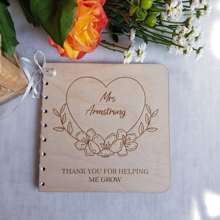 Personalised Rustic Card with a Floral Heart Wreath