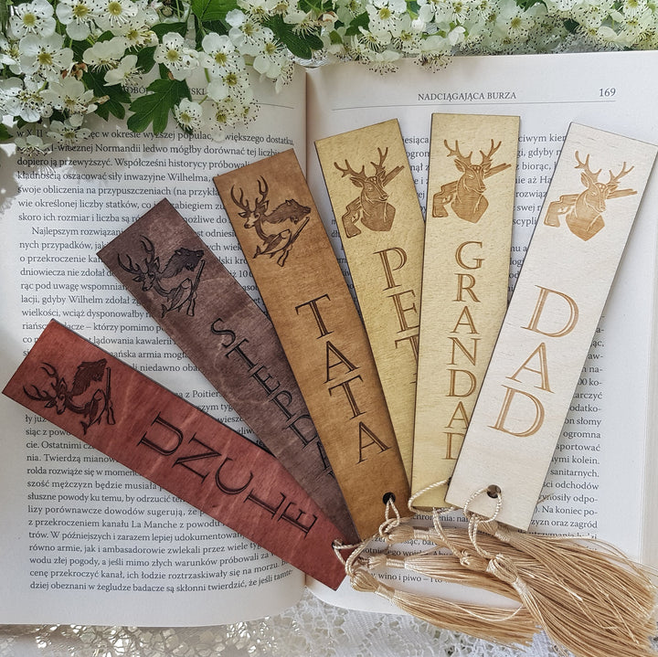 Personalised Wooden Bookmark for a Hunter