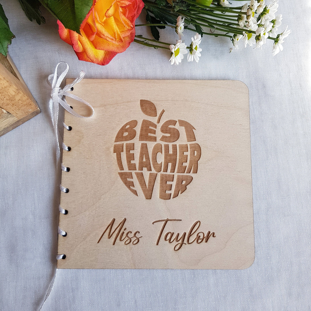 Personalised Apple Shaped Wooden Card - Handmade Teacher  Appreciation Keepsake