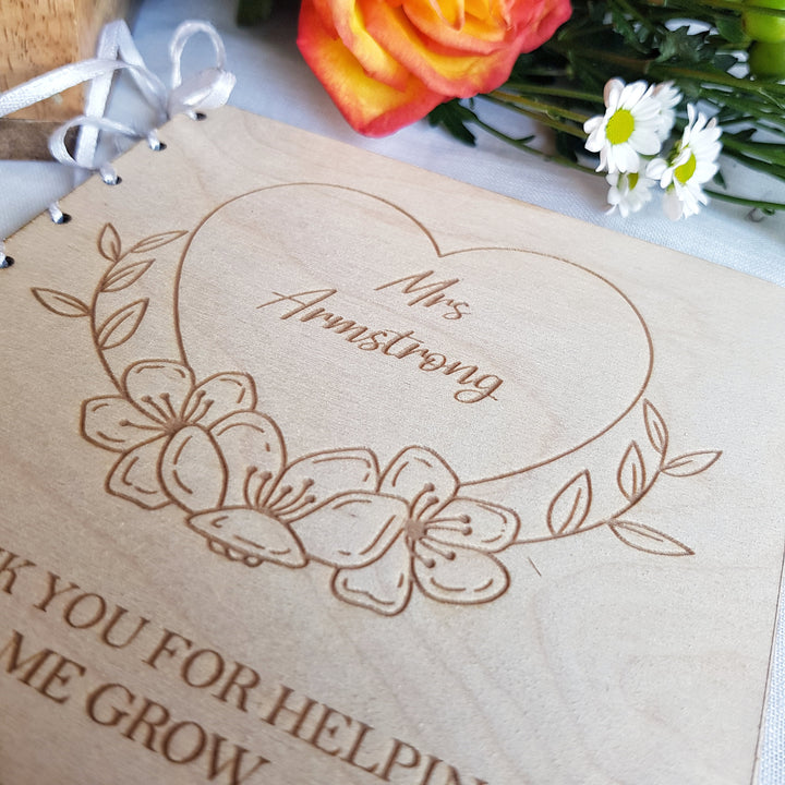 Personalised Rustic Card with a Floral Heart Wreath