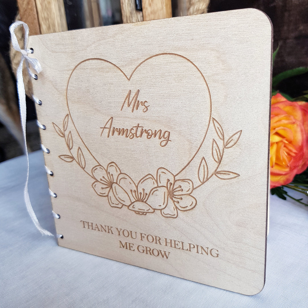 Personalised Rustic Card with a Floral Heart Wreath