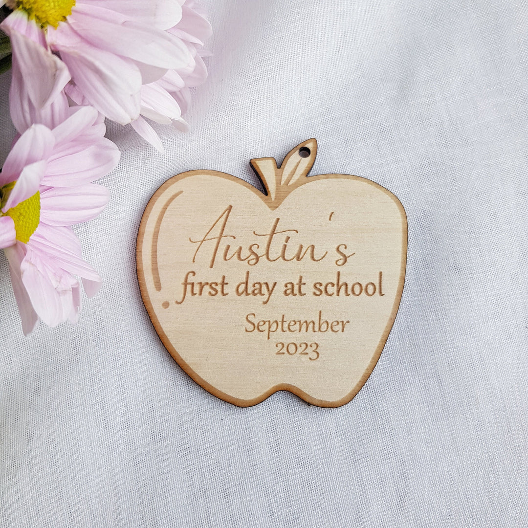 Personalised First Day at School Wooden Keepsake Plaque - Laser Cut and Engraved - Nursery or Pre-School Decor, Back to School Gift