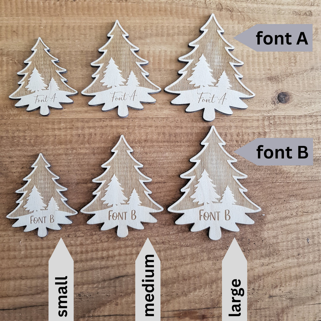 Rustic Christmas Place Setting Winter Weddings - Personalised Christmas Tree Table Decorations - Perfect for Christmas Dinners