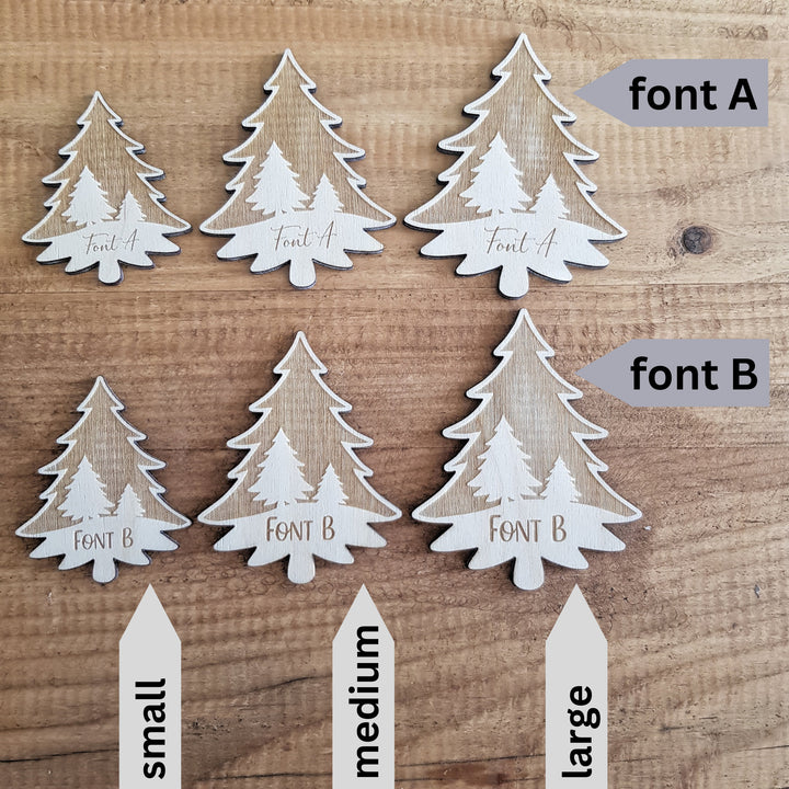 Rustic Christmas Place Setting Winter Weddings - Personalised Christmas Tree Table Decorations - Perfect for Christmas Dinners