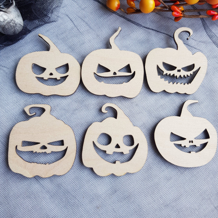 Set of 6 Wooden Halloween Cupcake Toppers, Spooky and Creepy Ghost Party Decorations