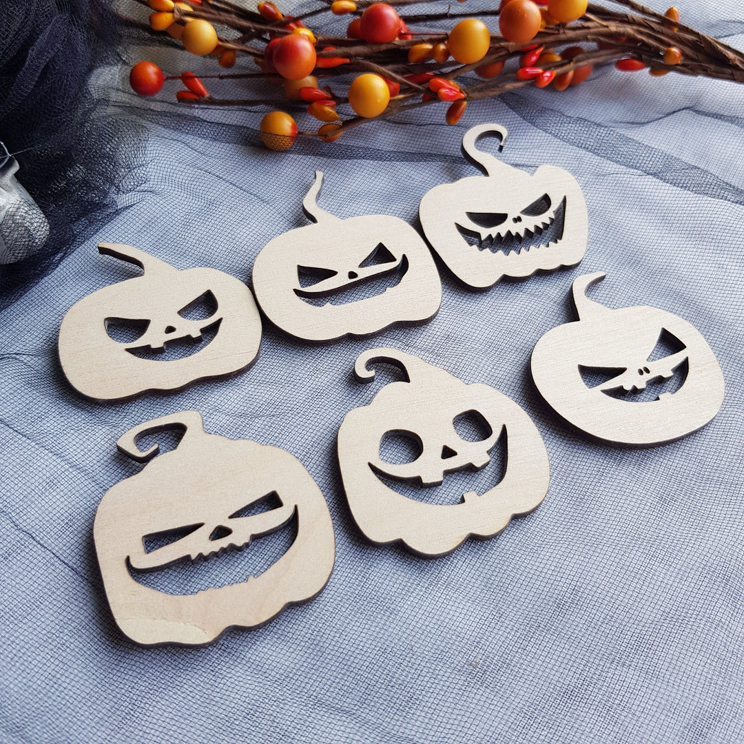 Set of 6 Wooden Halloween Cupcake Toppers, Spooky and Creepy Ghost Party Decorations