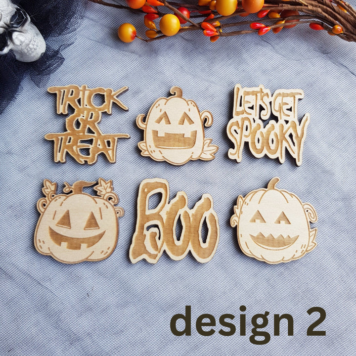 Halloween Cupcake Toppers - Set of 6 Creepy Wooden Ghost Cake Decorations