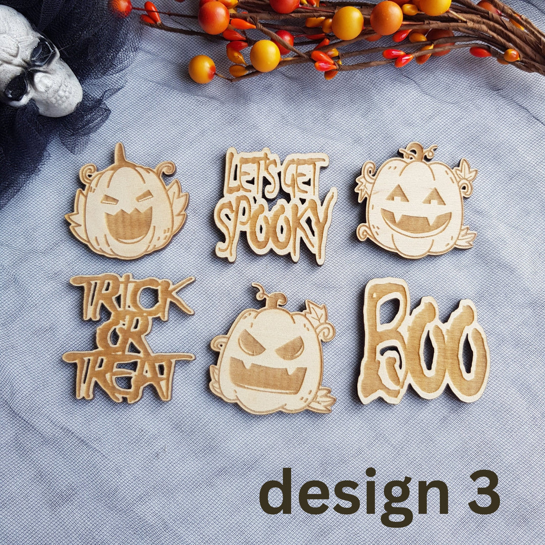 Halloween Cupcake Toppers - Set of 6 Creepy Wooden Ghost Cake Decorations