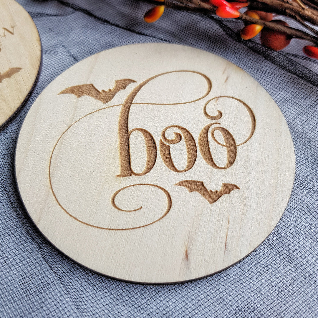 Boo Personalised Wooden First Halloween Disc - Perfect Photo Prop for your Little One and more