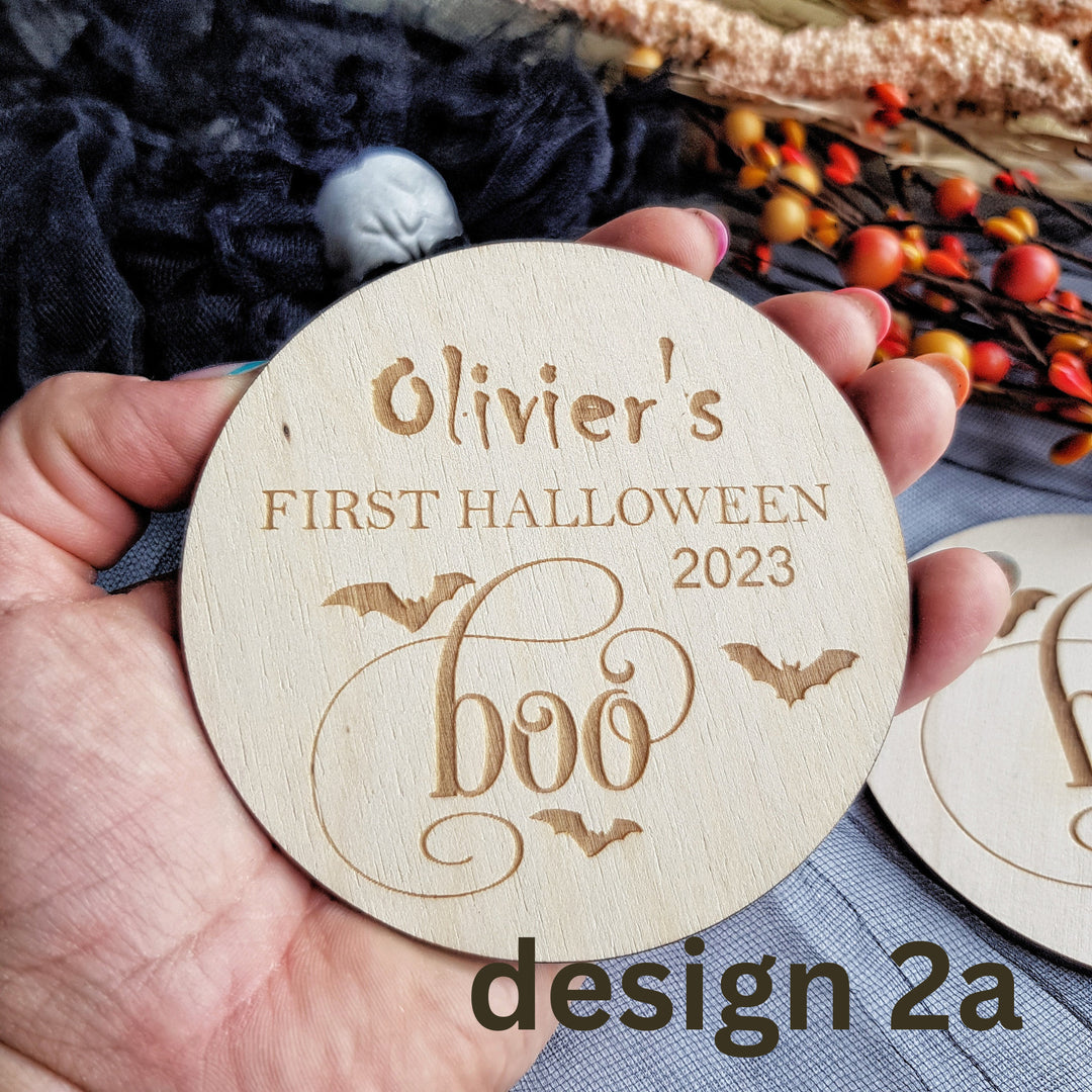 Boo Personalised Wooden First Halloween Disc - Perfect Photo Prop for your Little One and more